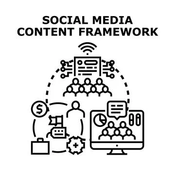 Social media content framework creating audience engagement Stock Illustration