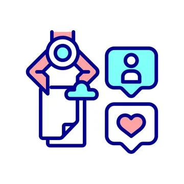 Social media content optimization RGB color icon Illustrazione stock