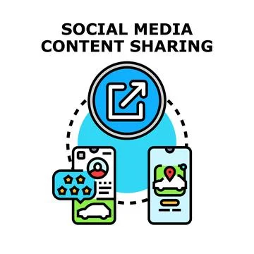 Social media content sharing and digital promotion Ilustração Stock