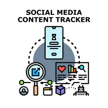 Social media content tracker analyzing digital content Stock Illustration