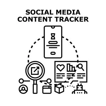 Social media content tracker analyzing digital content Stock Illustration
