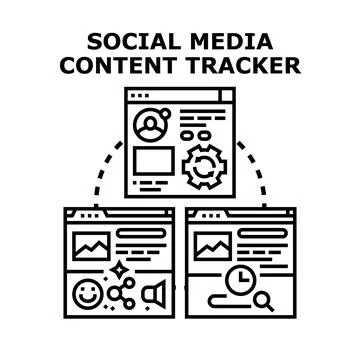 Social media content tracker system concept vector Stockillustratie