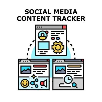 Social media content tracker system concept vector Stock Illustration