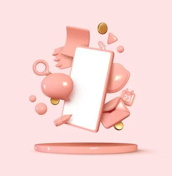 Social media creative idea 3d concept with realistic design. Online social ne Stock Illustration