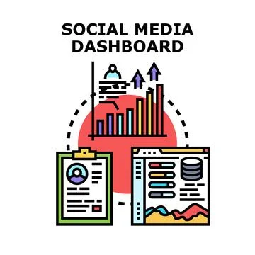 Social media dashboard analyzing digital marketing performance 库存插图