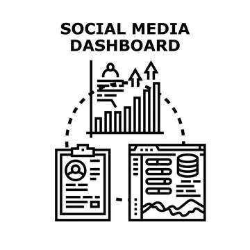 Social media dashboard analyzing digital marketing performance Stock Illustration