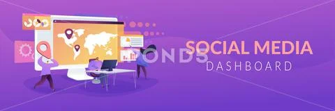 Social media dashboard concept banner header Stock Illustrationen
