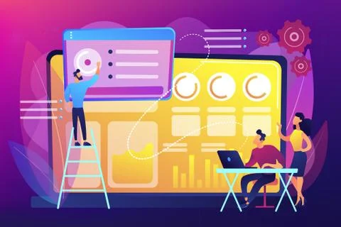 Social media dashboard concept vector illustration. Stock Illustration