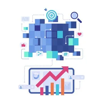 Social Media Data Analytics and Digital Marketing Strategy 스톡 일러스트