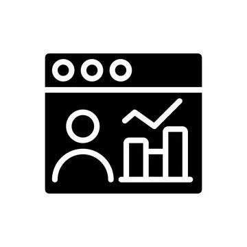 Social media data mining black glyph icon Stockillustratie