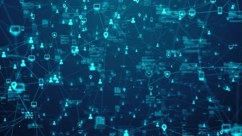 Social media data mining connected wireless media technology networks  Stock Footage 162932921