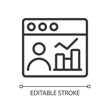 Social media data mining linear pixel perfect icon Illustrazione stock