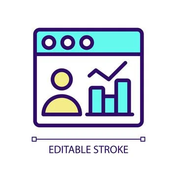 Social media data mining RGB color pixel perfect icon Stock Illustration