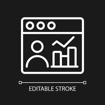 Social media data mining white linear pixel perfect icon for dark theme Stockillustratie