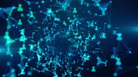 Social media data network with animated nodes and connections Stock Footage 315487748