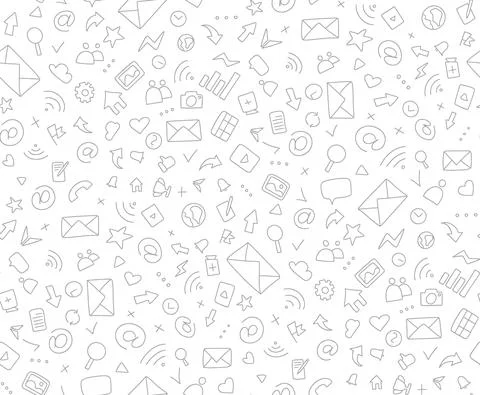Social media doodle seamless pattern Stock-Illustration