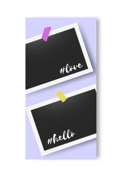 Social media editable story frames. Blank photos. Photographs attached to Illustrazione stock