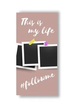 Social media editable story frames. Trendy banner with blank photos. Photographs Illustrazione stock