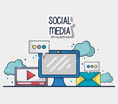 Social media element to connection network Stock Illustration