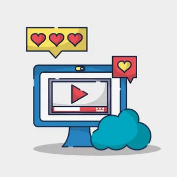 Social media element to connection network Stock Illustration