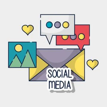 Social media element to connection network Stock Illustration