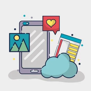 Social media element to connection network Stock Illustration