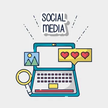 Social media element to connection network Stock Illustration