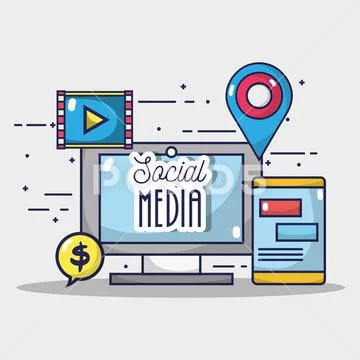 Social media element to internet connect Stock Illustration