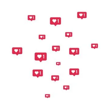 Social media elements composition. Counter notification border. Like icons fl Stock Illustration