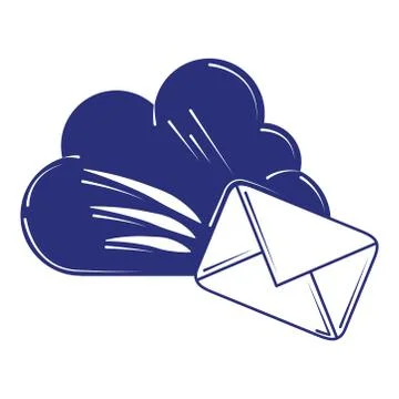 Social media email cloud computing blue line fill style Stock Illustration