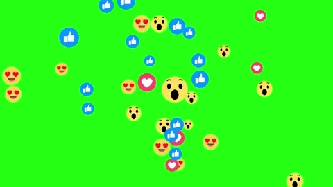 Social Media Emojis Like, Love, react emotion icon Isolated on Green Screen Stock Footage 293961053