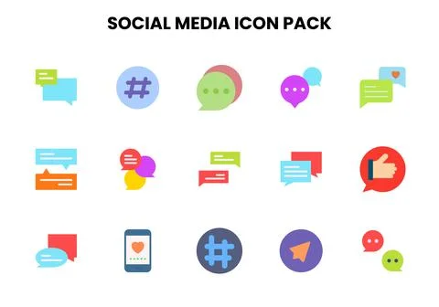 Social Media Flat Bundle Icons Pack Stock Illustration