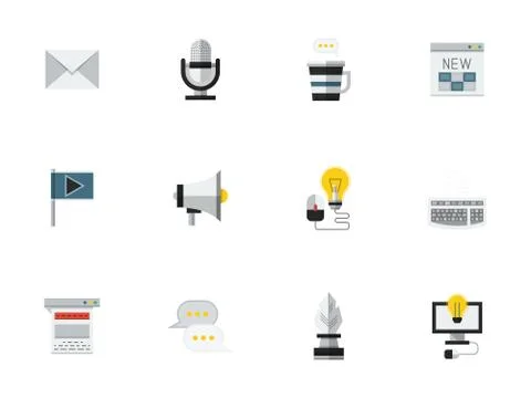 Social media flat color vector icons set Stock Illustration