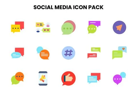 Social Media Flat Vector Icons Pack Illustrazione stock