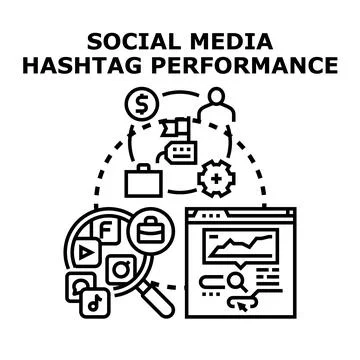 Social media hashtag performance analysis and optimization Stock Illustration