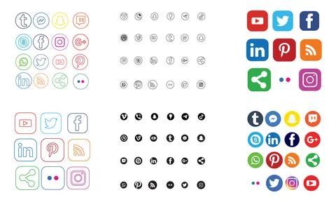 Social Media Icon Bundle Stock Illustration