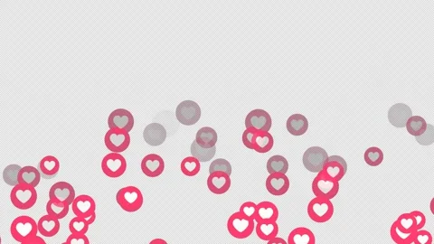 Social media icon like button motion on green background, hearts flying on green Stock Footage 248440957