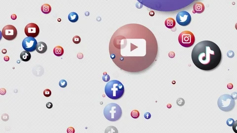 Social media icon seamless loop animation floating alpha background 4k video Stock Footage 241834833