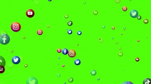 Social media icon seamless loop animation floating green screen background video Stock Footage 241836305