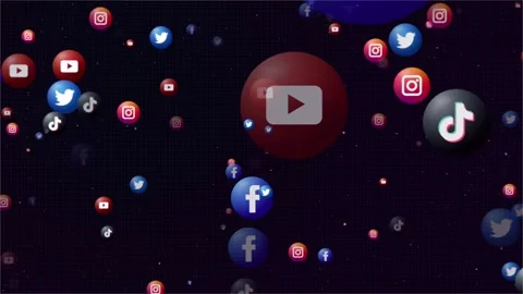 Social media icon seamless loop animation floating background 4k video Stock Footage 241837590