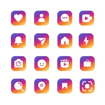 Social media icon set gradient color イラスト素材
