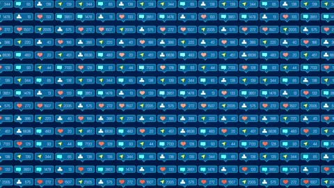 Social media icons, emails, posts, likes, number of activities. Video stock 319988239