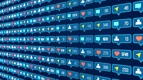 Social media icons, emails, posts, likes, number of activities. Video stock 320123023