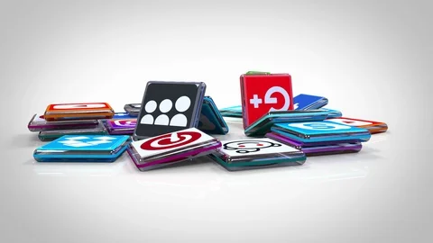 Social Media Icons Stock Footage