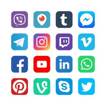 Social media icons. Inspired by facebook, instagram and viber, youtube. Popular Stock Illustration