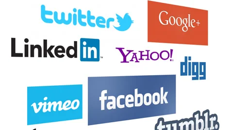 Social Media icons logo labels Stock Footage 49251681