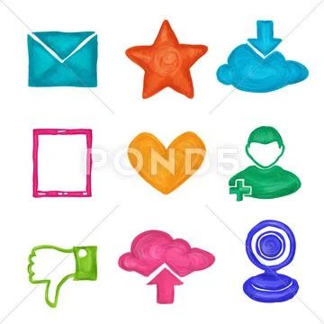 Social media icons painted Stock Illustrationen