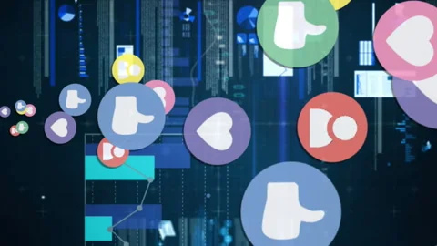 Social media icons with program codes 4k Stock Footage 312610097