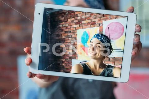 Social media influencer talented artist selfie Stock Photos