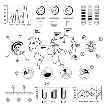 Social Media Infographic Elements Stock Illustration